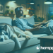 a man laying on a couch beside a dog