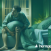 a man holding his leg while sitting at the side of his bed - hemppedia